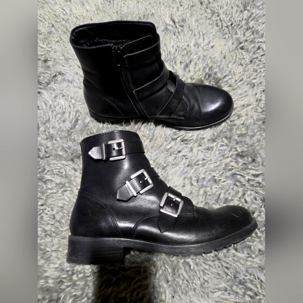 Black Leather Combat Boots